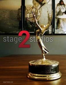 Emmy award trophy earned by Stage 2 Studios